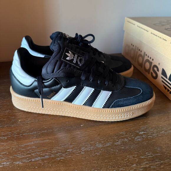 Adidas Samba XLG Black White Leather Suede Athletic Sneaker- Size 9.5W 8.5M - Picture 3 of 8